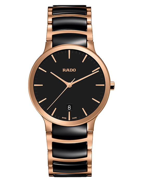 Rado Rado Centrix Automatic R30554172 Automatic R30554172 механические мужские часы черный циферблат, браслет сталь + pvd + керамика — вид спереди